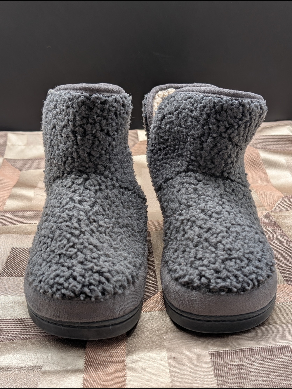 Cozy Gray Women's Sherpa Booties - Soft Fleece Lining